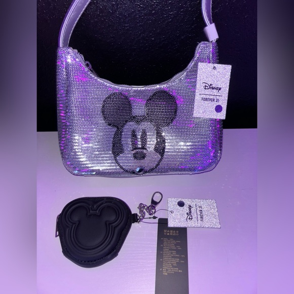 Disney 100 Forever 21 Mickey sequin bag and Disney bag charm bundle Nwt - Picture 2 of 2